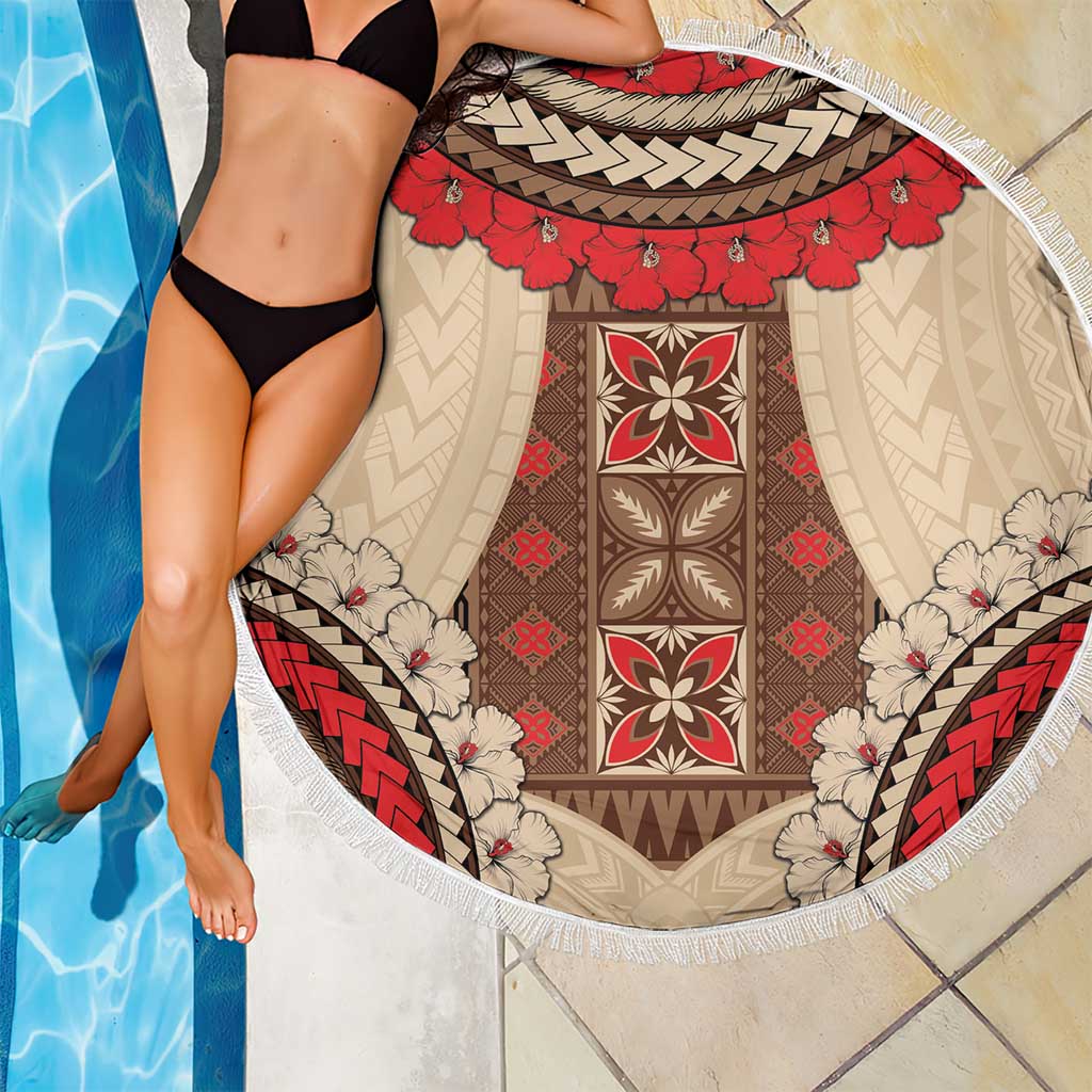 Samoa Language Week Beach Blanket Samoan Motif With Red Hibiscus
