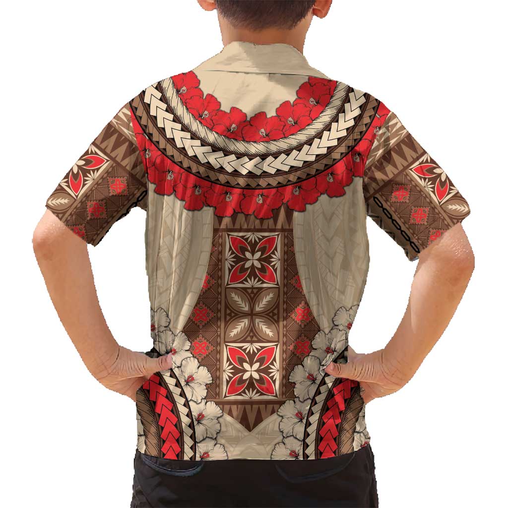 Samoa Language Week Family Matching Long Sleeve Bodycon Dress and Hawaiian Shirt Samoan Motif With Red Hibiscus LT05 - Polynesian Pride