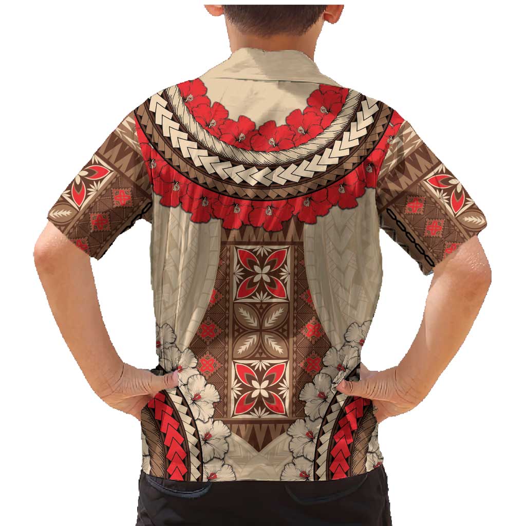 Samoa Language Week Family Matching Mermaid Dress and Hawaiian Shirt Samoan Motif With Red Hibiscus LT05 - Polynesian Pride