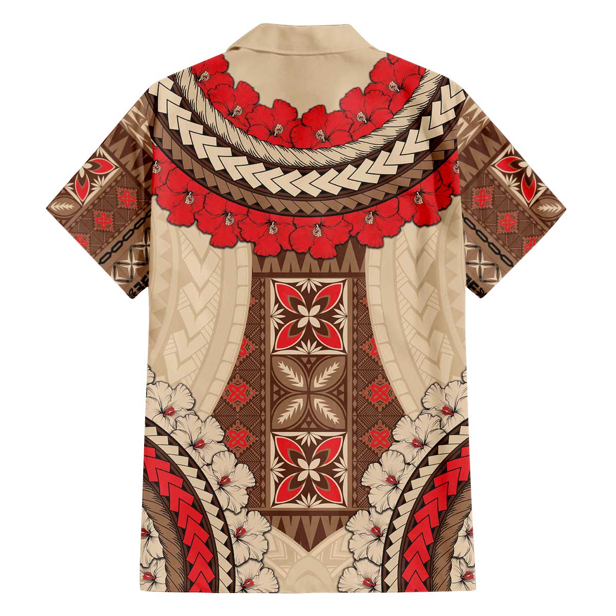 Samoa Language Week Family Matching Off Shoulder Short Dress and Hawaiian Shirt Samoan Motif With Red Hibiscus LT05 - Polynesian Pride