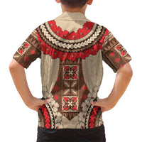 Samoa Language Week Family Matching Short Sleeve Bodycon Dress and Hawaiian Shirt Samoan Motif With Red Hibiscus LT05 - Polynesian Pride