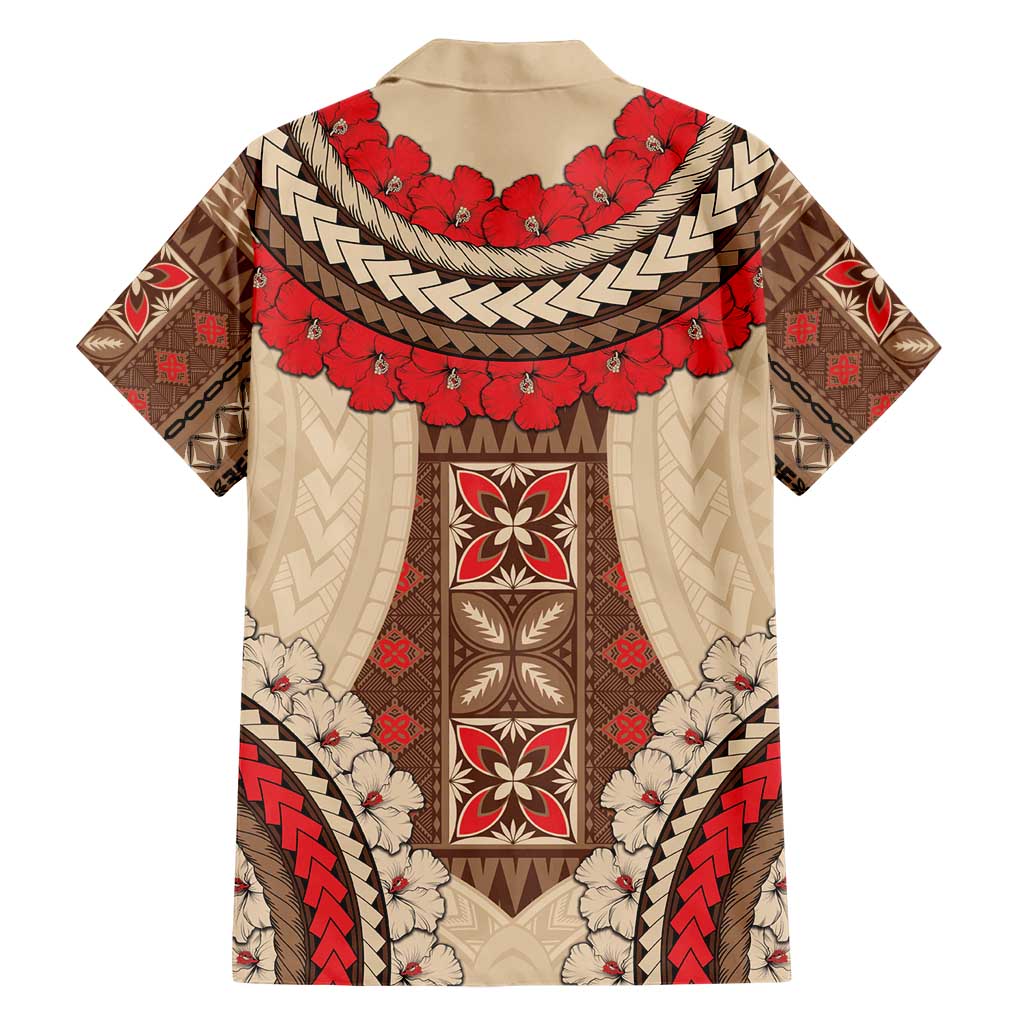 Samoa Language Week Family Matching Short Sleeve Bodycon Dress and Hawaiian Shirt Samoan Motif With Red Hibiscus LT05 - Polynesian Pride