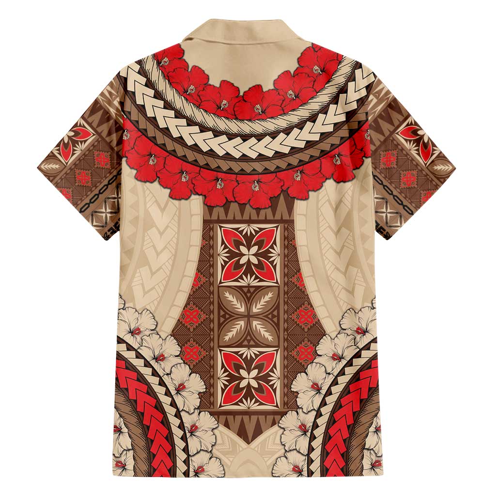 Samoa Language Week Family Matching Tank Maxi Dress and Hawaiian Shirt Samoan Motif With Red Hibiscus LT05 - Polynesian Pride
