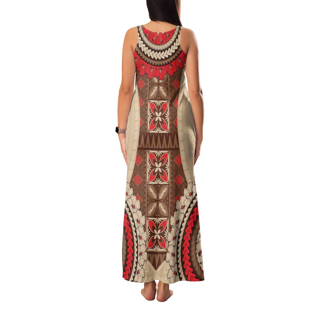 Samoa Language Week Family Matching Tank Maxi Dress and Hawaiian Shirt Samoan Motif With Red Hibiscus LT05 - Polynesian Pride