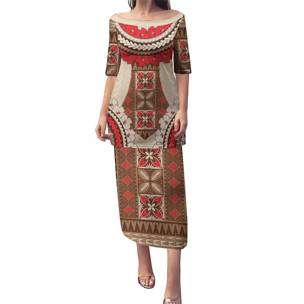 Samoa Language Week Puletasi Samoan Motif With Red Hibiscus