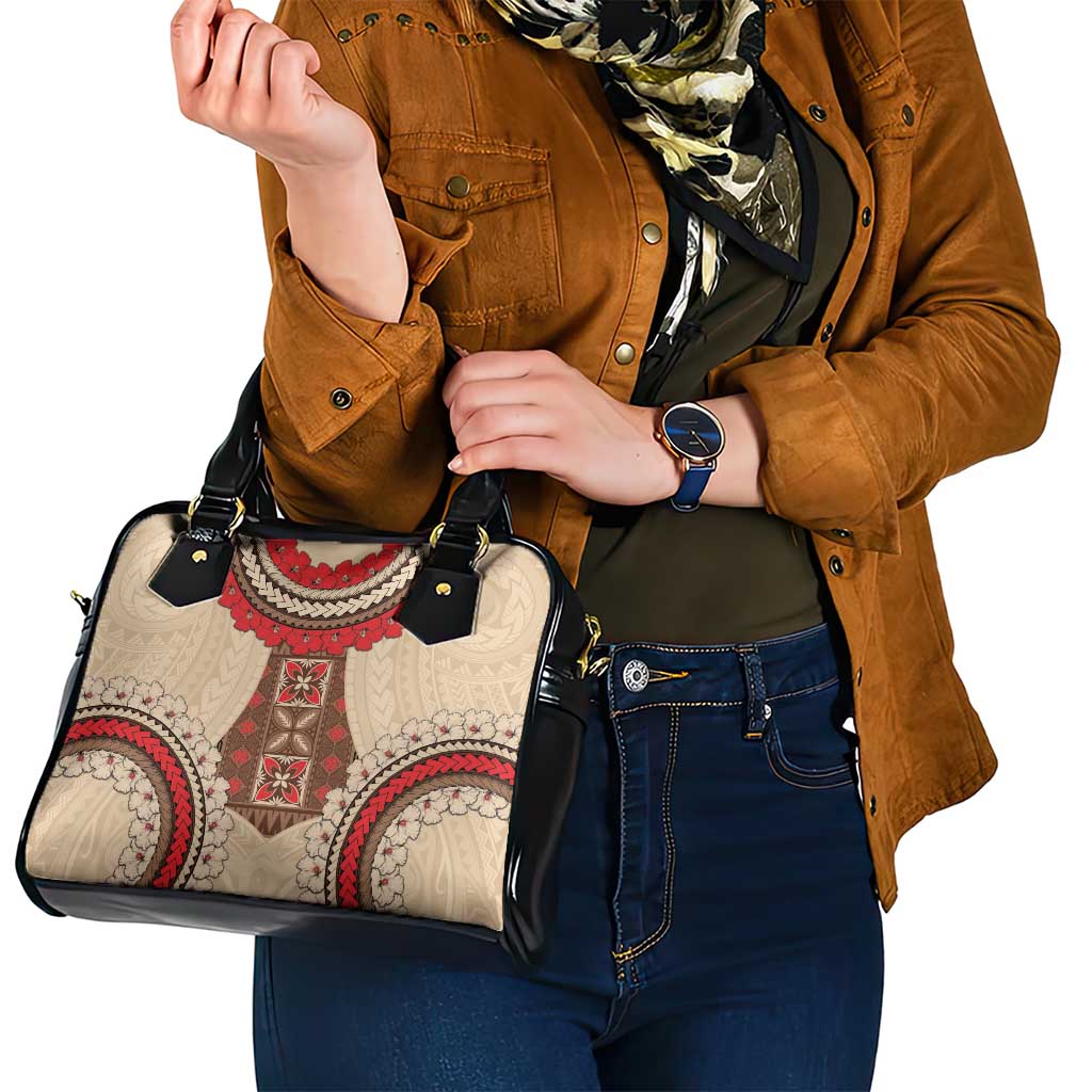 Samoa Language Week Shoulder Handbag Samoan Motif With Red Hibiscus