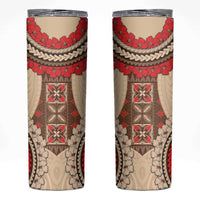 Samoa Language Week Skinny Tumbler Samoan Motif With Red Hibiscus