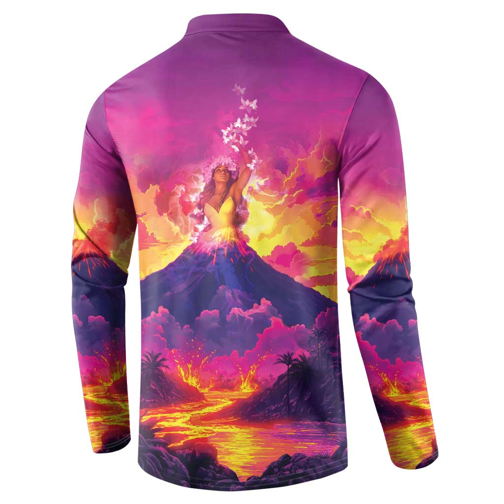 Hawaii Kilauea Volcano Button Sweatshirt There Is Pele Goddess Of The Volcano - Polynesian Pride
