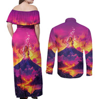 Hawaii Kilauea Volcano Couples Matching Off Shoulder Maxi Dress and Long Sleeve Button Shirt There Is Pele Goddess Of The Volcano LT05 - Polynesian Pride