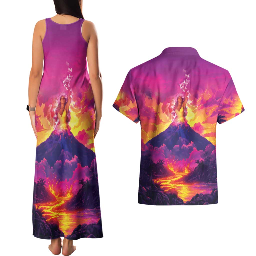 Hawaii Kilauea Volcano Couples Matching Tank Maxi Dress and Hawaiian Shirt There Is Pele Goddess Of The Volcano LT05 - Polynesian Pride