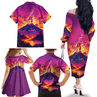 Hawaii Kilauea Volcano Family Matching Off The Shoulder Long Sleeve Dress and Hawaiian Shirt There Is Pele Goddess Of The Volcano LT05 - Polynesian Pride