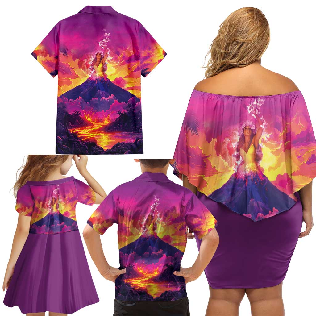 Hawaii Kilauea Volcano Family Matching Off Shoulder Short Dress and Hawaiian Shirt There Is Pele Goddess Of The Volcano LT05 - Polynesian Pride