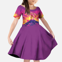 Hawaii Kilauea Volcano Family Matching Puletasi and Hawaiian Shirt There Is Pele Goddess Of The Volcano LT05 Daughter's Dress Purple - Polynesian Pride