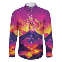 Hawaii Kilauea Volcano Family Matching Summer Maxi Dress and Hawaiian Shirt There Is Pele Goddess Of The Volcano LT05 Dad's Shirt - Long Sleeve Purple - Polynesian Pride