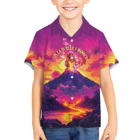 Hawaii Kilauea Volcano Family Matching Summer Maxi Dress and Hawaiian Shirt There Is Pele Goddess Of The Volcano LT05 Son's Shirt Purple - Polynesian Pride