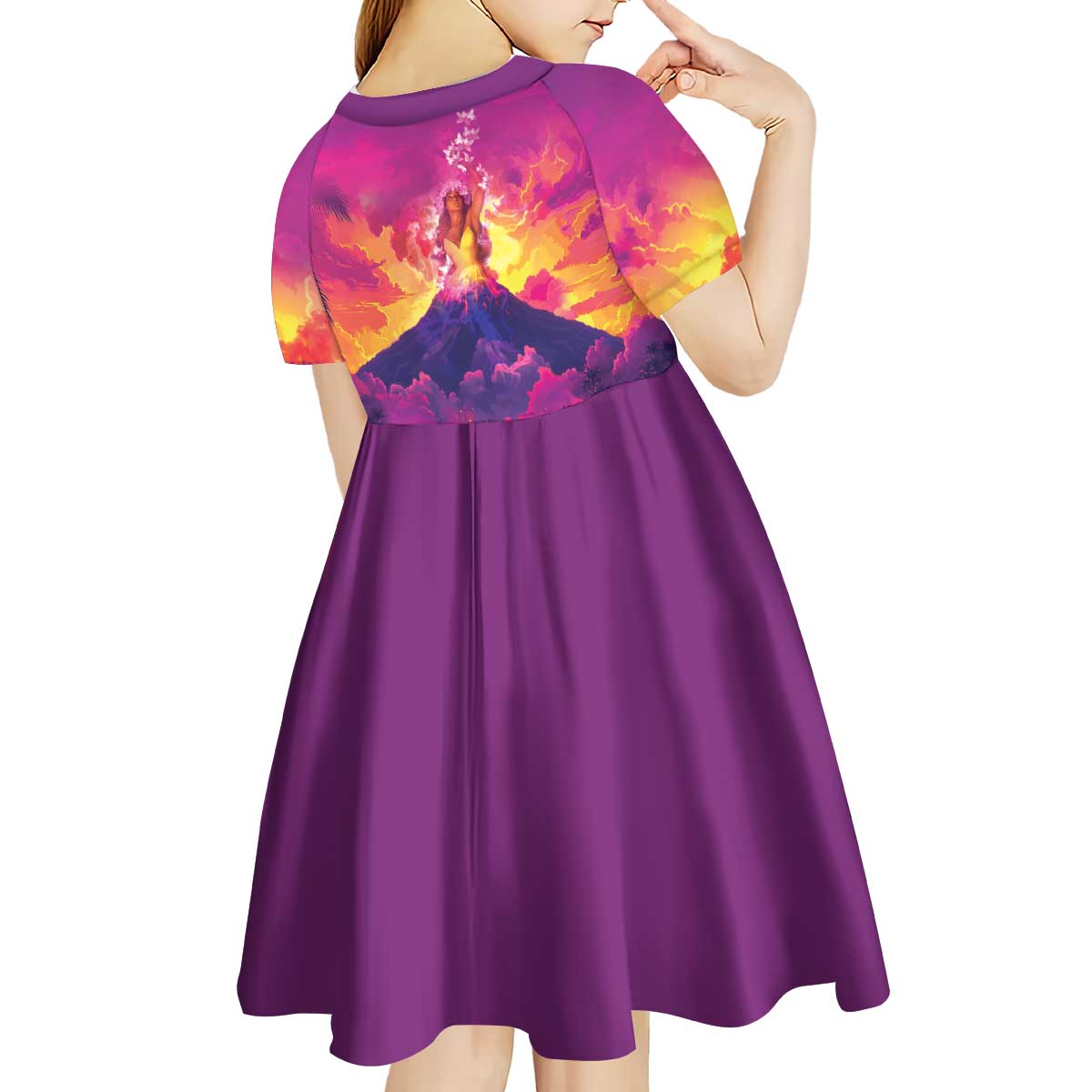 Hawaii Kilauea Volcano Kid Short Sleeve Dress There Is Pele Goddess Of The Volcano LT05 - Polynesian Pride