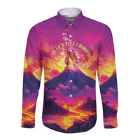 Hawaii Kilauea Volcano Long Sleeve Button Shirt There Is Pele Goddess Of The Volcano - Polynesian Pride
