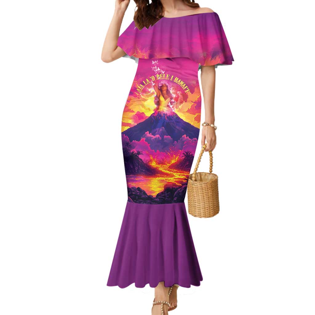 Hawaii Kilauea Volcano Mermaid Dress There Is Pele Goddess Of The Volcano LT05 Women Purple - Polynesian Pride