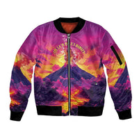 Hawaii Kilauea Volcano Sleeve Zip Bomber Jacket There Is Pele Goddess Of The Volcano LT05 Unisex Purple - Polynesian Pride