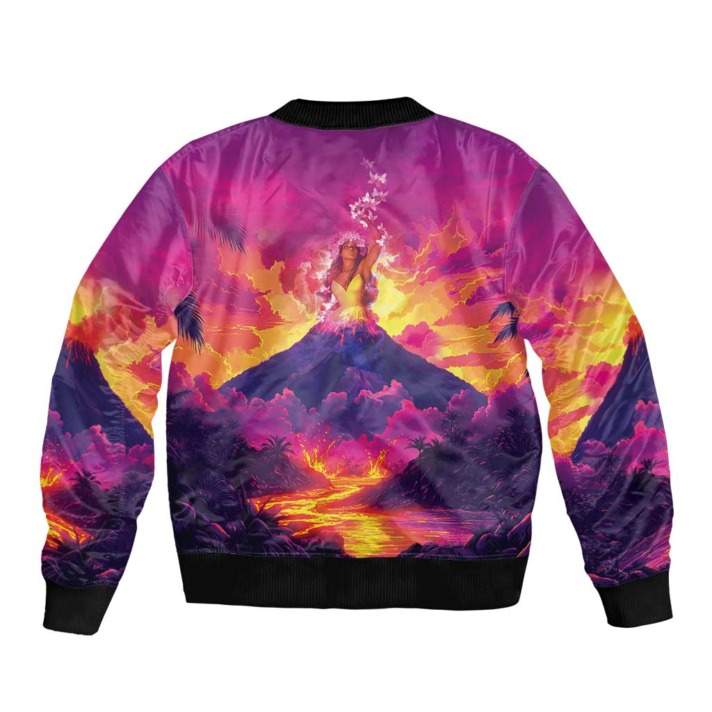 Hawaii Kilauea Volcano Sleeve Zip Bomber Jacket There Is Pele Goddess Of The Volcano LT05 - Polynesian Pride
