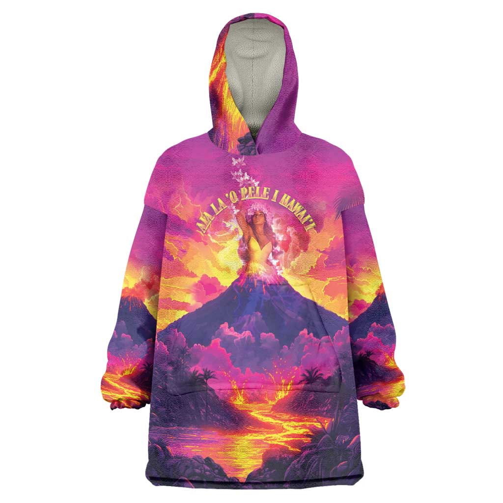 Hawaii Kilauea Volcano Wearable Blanket Hoodie There Is Pele Goddess Of The Volcano LT05 One Size Purple - Polynesian Pride