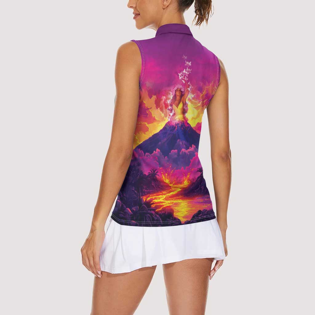 Hawaii Kilauea Volcano Women Sleeveless Polo Shirt There Is Pele Goddess Of The Volcano LT05 - Polynesian Pride