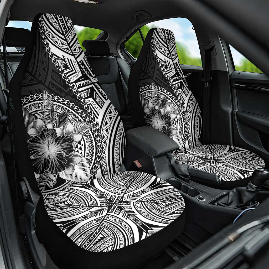 Hibiscus With Black Austronesian Tattoo Pattern Car Seat Cover LT05 One Size Black - Polynesian Pride