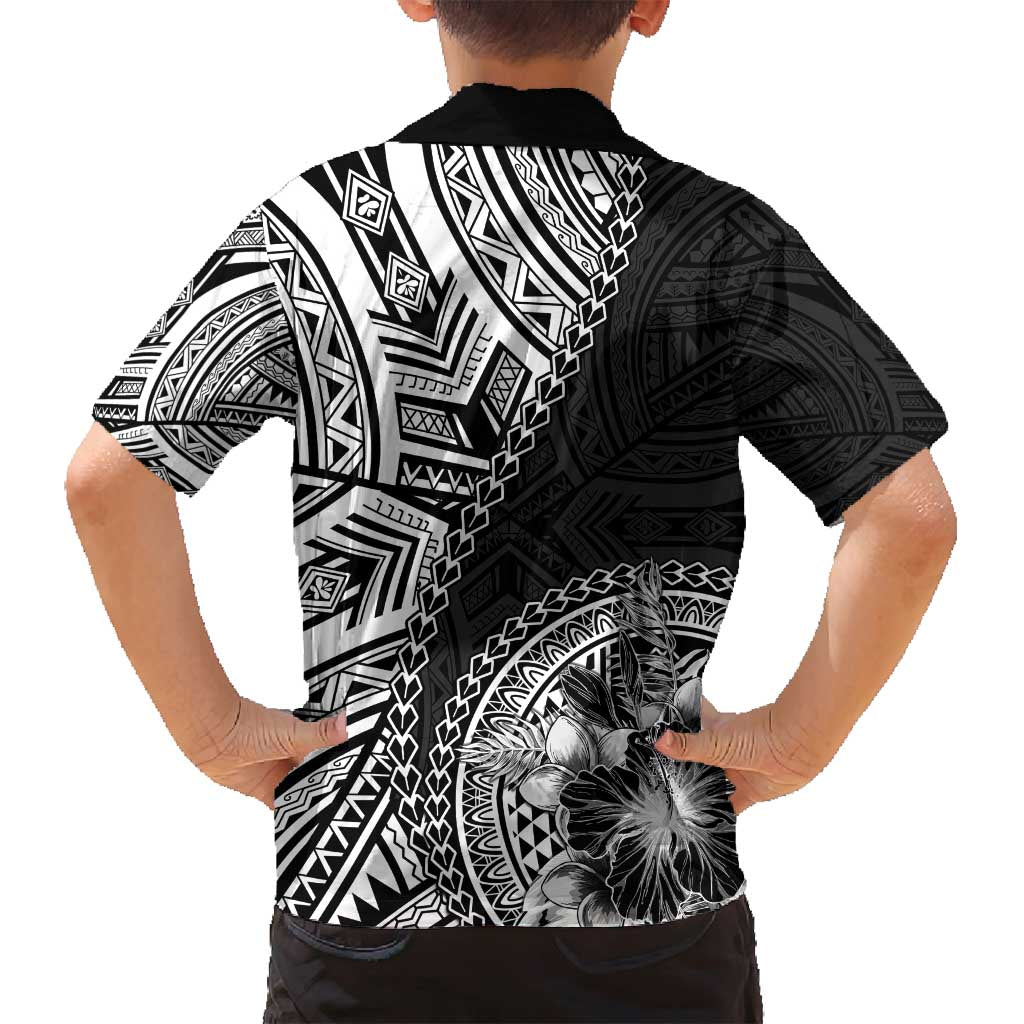 Hibiscus With Black Austronesian Tattoo Pattern Family Matching Off Shoulder Maxi Dress and Hawaiian Shirt - Polynesian Pride