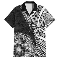 Hibiscus With Black Austronesian Tattoo Pattern Family Matching Summer Maxi Dress and Hawaiian Shirt LT05 Dad's Shirt - Short Sleeve Black - Polynesian Pride