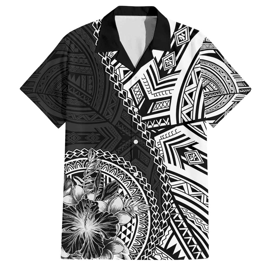 Hibiscus With Black Austronesian Tattoo Pattern Family Matching Tank Maxi Dress and Hawaiian Shirt - Polynesian Pride