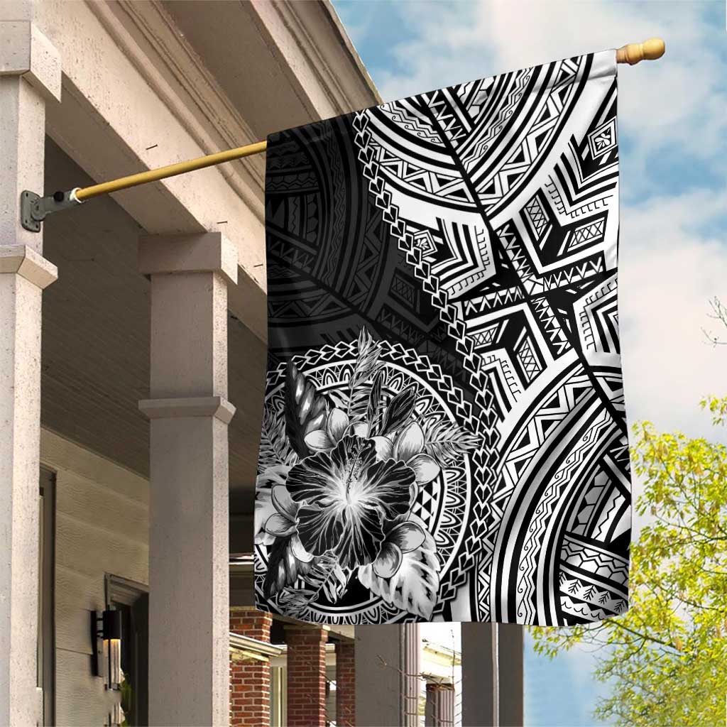 Hibiscus With Black Austronesian Tattoo Pattern Garden Flag LT05 House Flag Black - Polynesian Pride