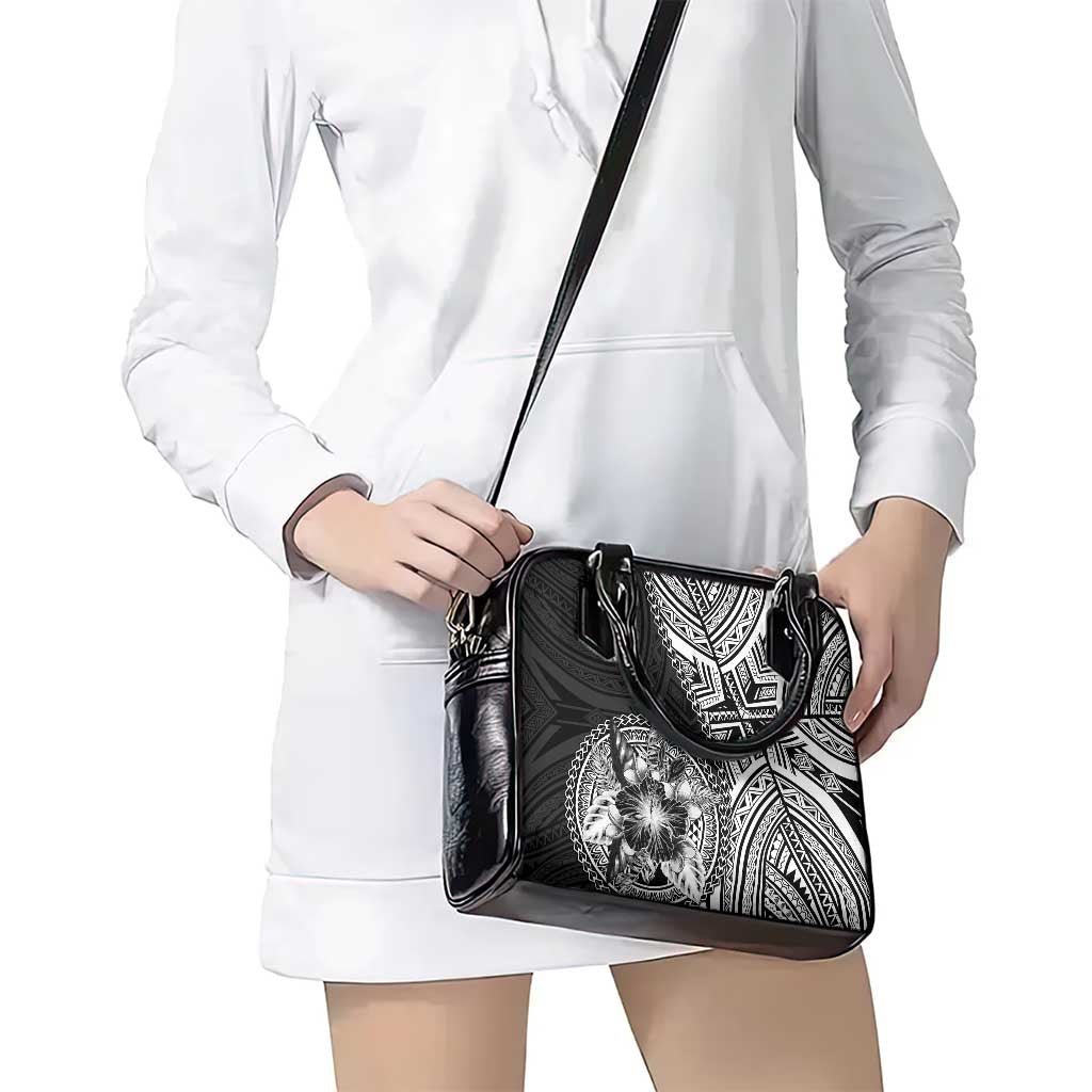Hibiscus With Black Austronesian Tattoo Pattern Shoulder Handbag - Polynesian Pride