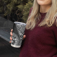 Hibiscus With Black Austronesian Tattoo Pattern Tumbler Cup - Polynesian Pride