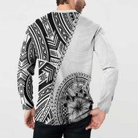 Hibiscus With White Austronesian Tattoo Pattern Button Sweatshirt - Polynesian Pride