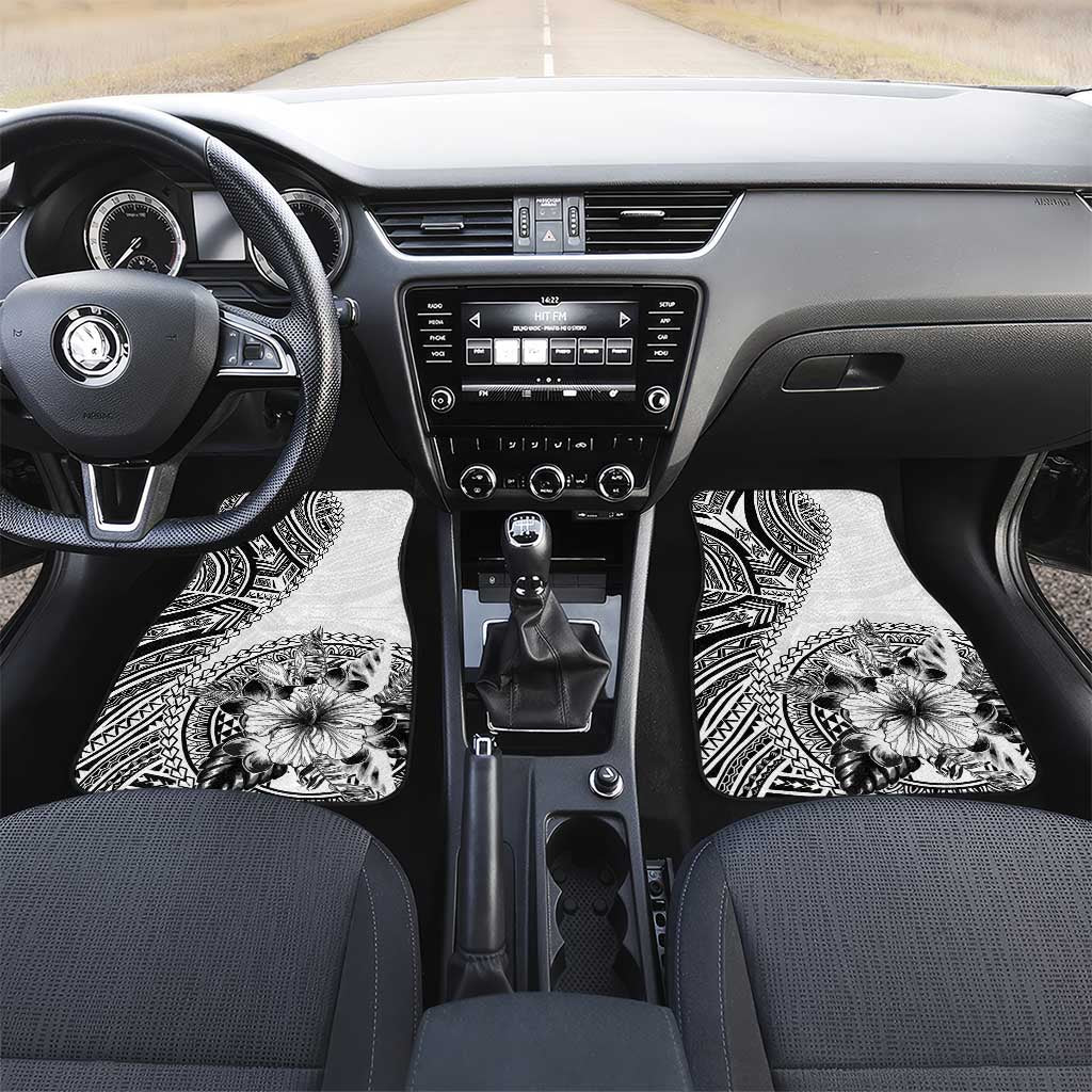 Hibiscus With White Austronesian Tattoo Pattern Car Mats - Polynesian Pride