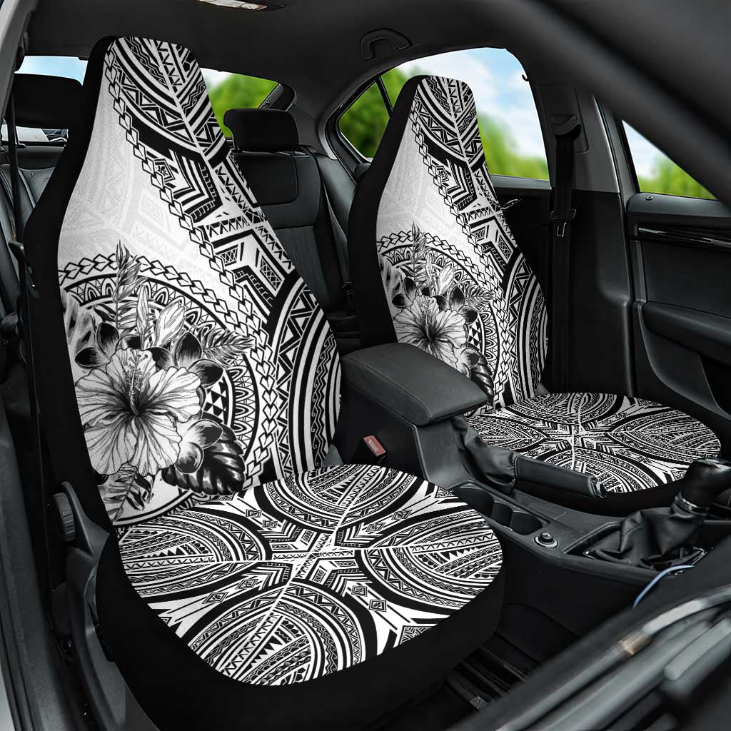 Hibiscus With White Austronesian Tattoo Pattern Car Seat Cover LT05 One Size White - Polynesian Pride
