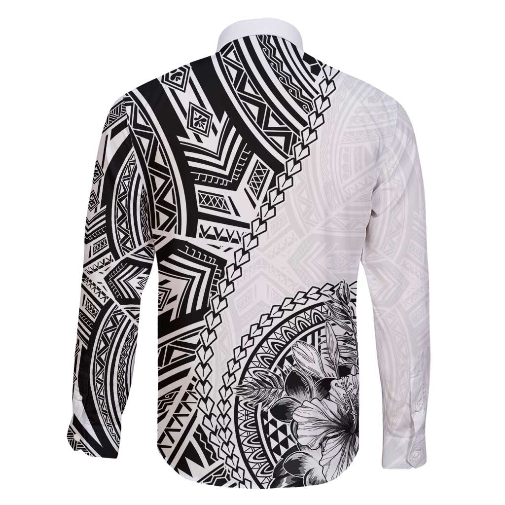 Hibiscus With White Austronesian Tattoo Pattern Family Matching Tank Maxi Dress and Hawaiian Shirt - Polynesian Pride
