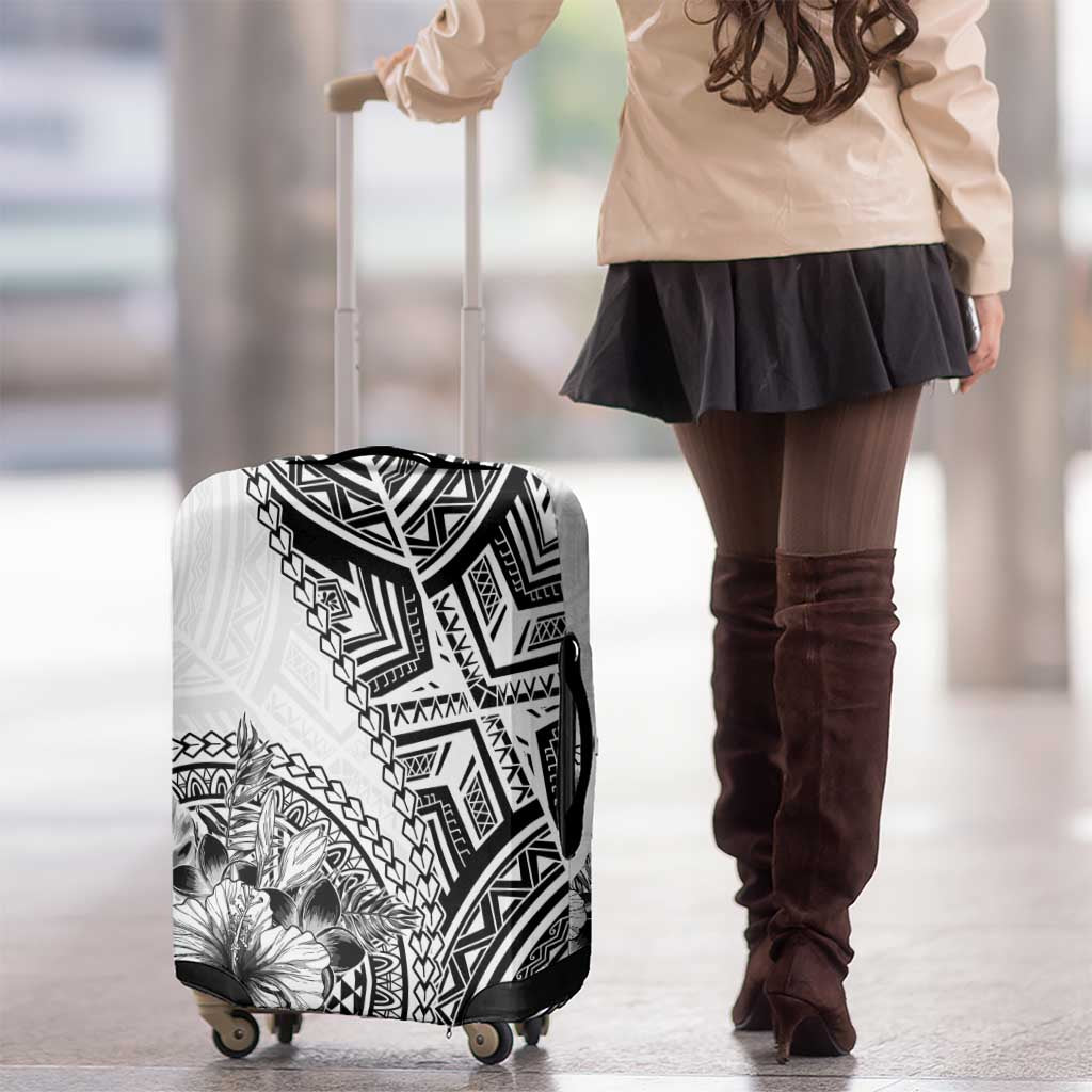 Hibiscus With White Austronesian Tattoo Pattern Luggage Cover - Polynesian Pride