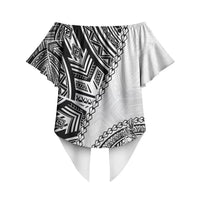 Hibiscus With White Austronesian Tattoo Pattern Off Shoulder Wrap Waist Top LT05 - Polynesian Pride