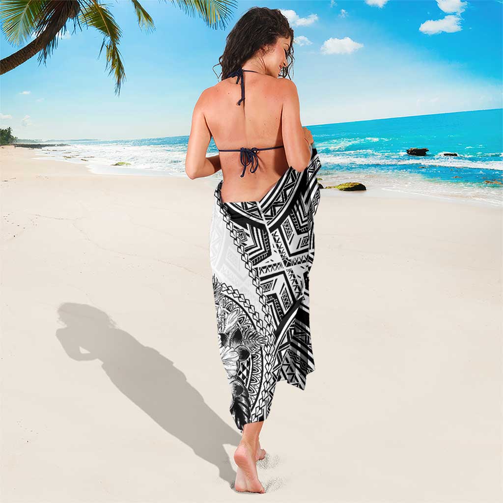 Hibiscus With White Austronesian Tattoo Pattern Sarong - Polynesian Pride
