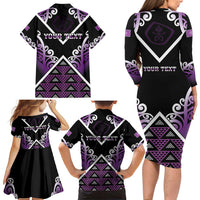Personalised Aotearoa Moriori Family Matching Long Sleeve Bodycon Dress and Hawaiian Shirt Maori Pattern New Zealand LT05 - Polynesian Pride