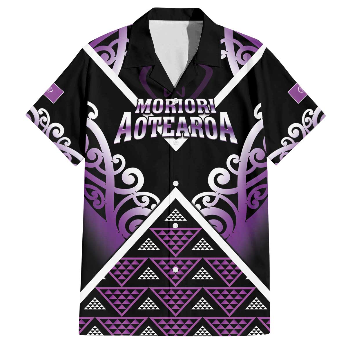 Personalised Aotearoa Moriori Family Matching Off The Shoulder Long Sleeve Dress and Hawaiian Shirt Maori Pattern New Zealand LT05 Dad's Shirt - Short Sleeve Purple - Polynesian Pride