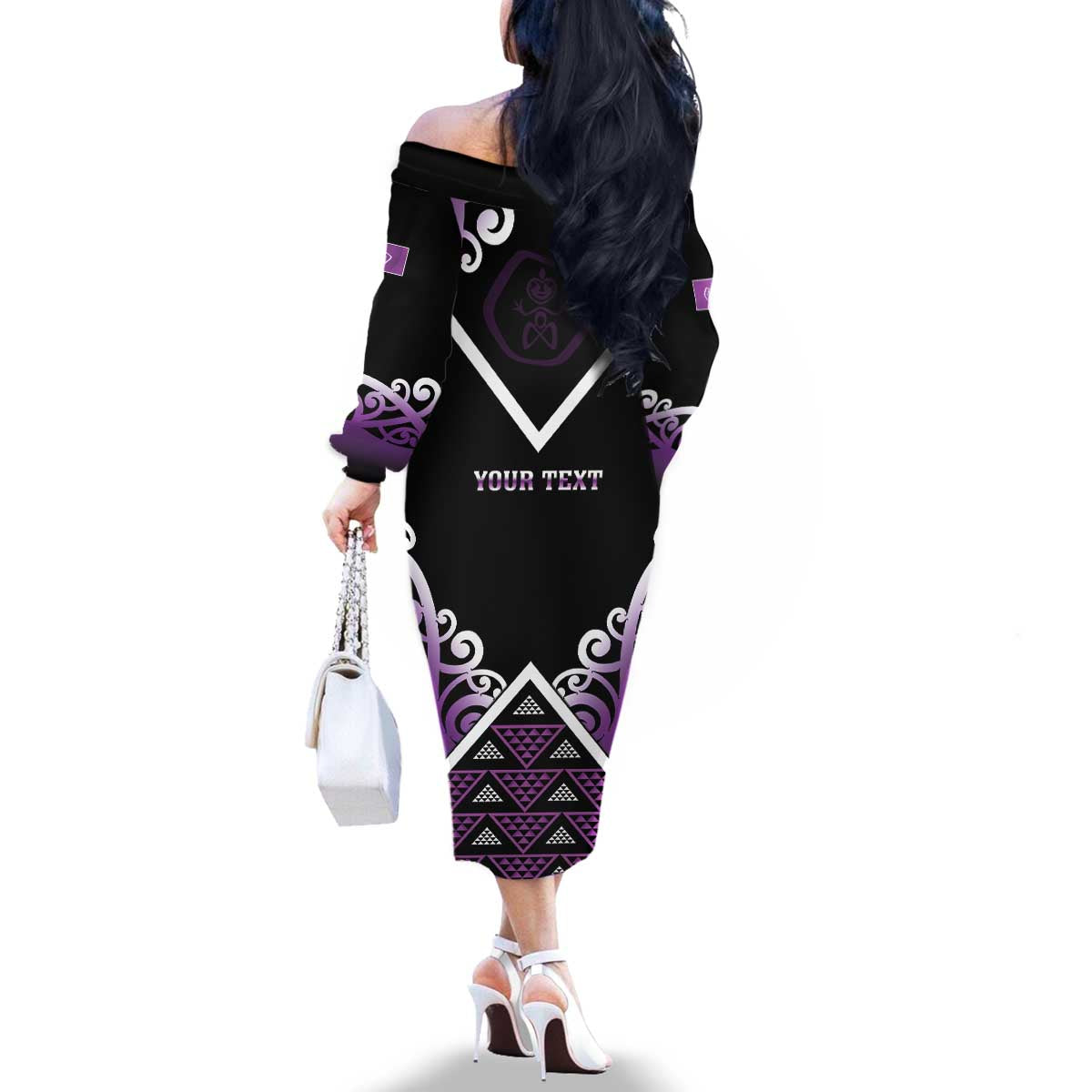 Personalised Aotearoa Moriori Family Matching Off The Shoulder Long Sleeve Dress and Hawaiian Shirt Maori Pattern New Zealand LT05 - Polynesian Pride