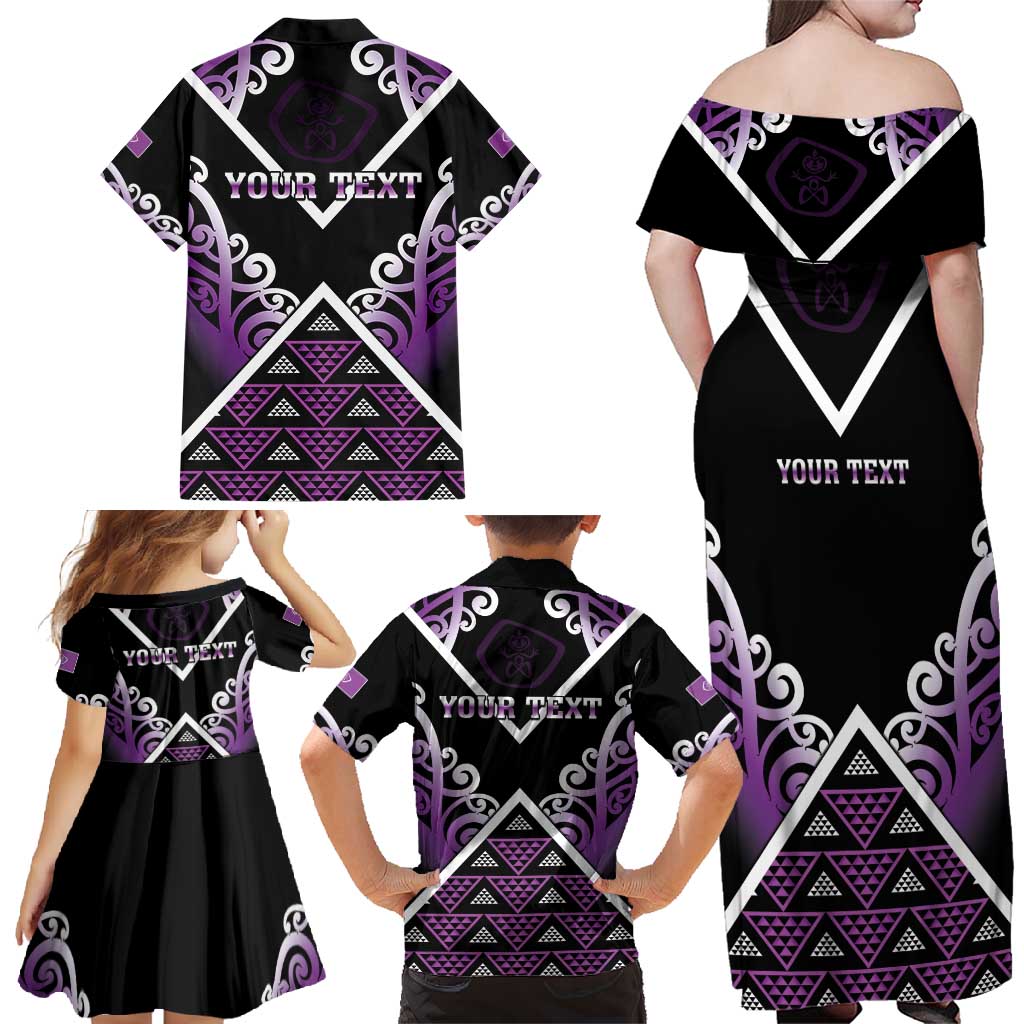 Personalised Aotearoa Moriori Family Matching Off Shoulder Maxi Dress and Hawaiian Shirt Maori Pattern New Zealand LT05 - Polynesian Pride