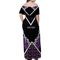 Personalised Aotearoa Moriori Family Matching Off Shoulder Maxi Dress and Hawaiian Shirt Maori Pattern New Zealand LT05 - Polynesian Pride