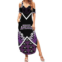 Personalised Aotearoa Moriori Family Matching Summer Maxi Dress and Hawaiian Shirt Maori Pattern New Zealand LT05 Mom's Dress Purple - Polynesian Pride