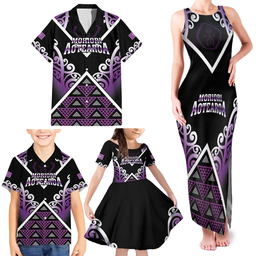 Personalised Aotearoa Moriori Family Matching Tank Maxi Dress and Hawaiian Shirt Maori Pattern New Zealand LT05 - Polynesian Pride