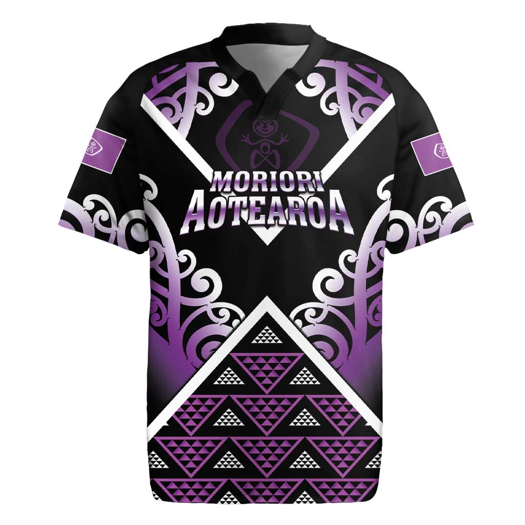 Personalised Aotearoa Moriori Rugby Jersey Maori Pattern New Zealand LT05 Purple - Polynesian Pride