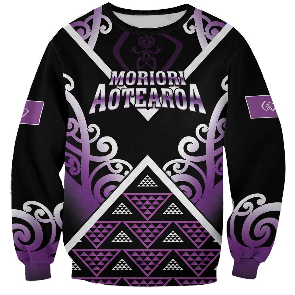 Personalised Aotearoa Moriori Sweatshirt Maori Pattern New Zealand LT05 Unisex Purple - Polynesian Pride