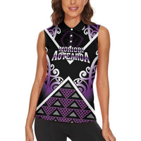Personalised Aotearoa Moriori Women Sleeveless Polo Shirt Maori Pattern New Zealand LT05 - Polynesian Pride